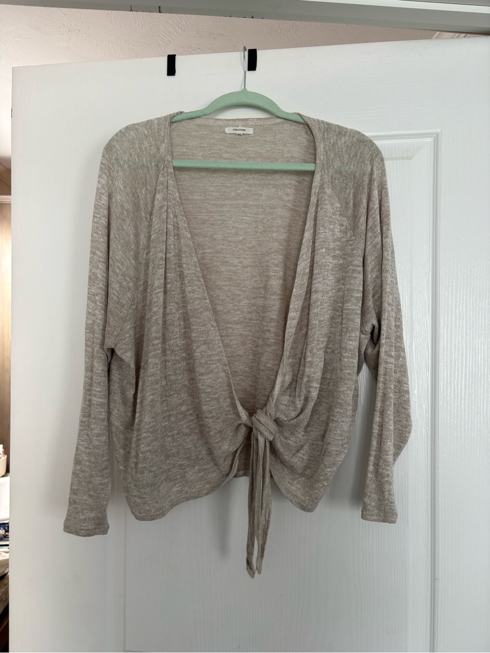 Maurices Light Taupe Tie-Front Cardigan